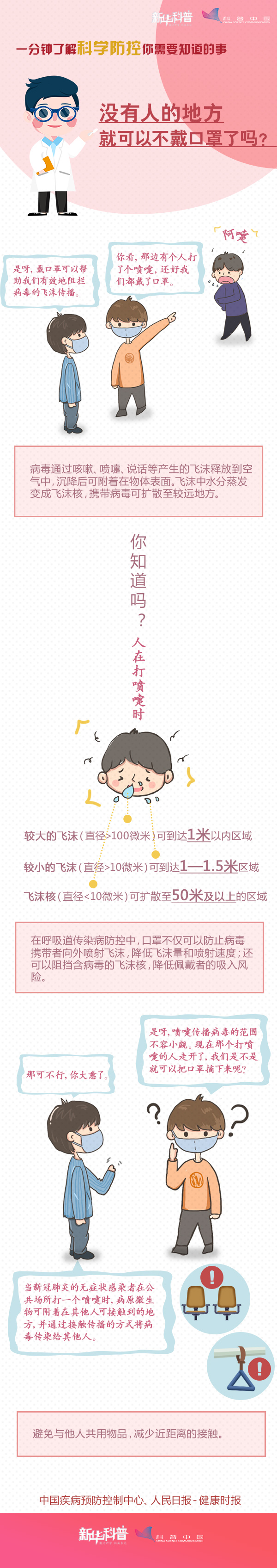 一分鐘了解科學(xué)防控你需要知道的事：沒(méi)有人的地方就可以不戴口罩了嗎？