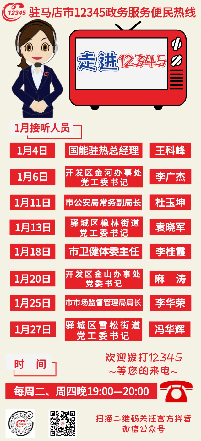 速看！一月份這些單位將接聽12345政務(wù)服務(wù)熱線