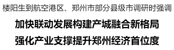 樓陽生到航空港區(qū)、鄭州市部分縣級市調(diào)研