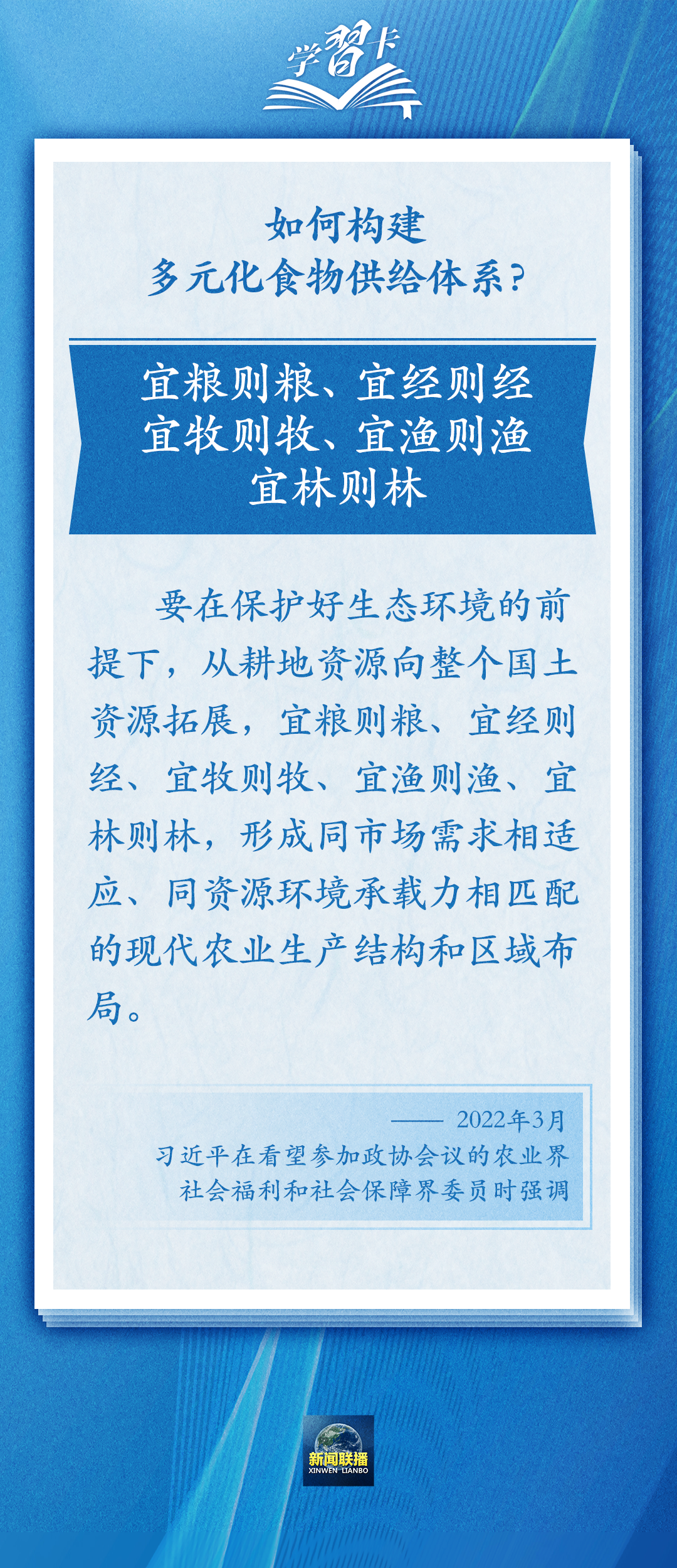 學習卡丨踐行大食物觀，把農業(yè)建成大產業(yè)