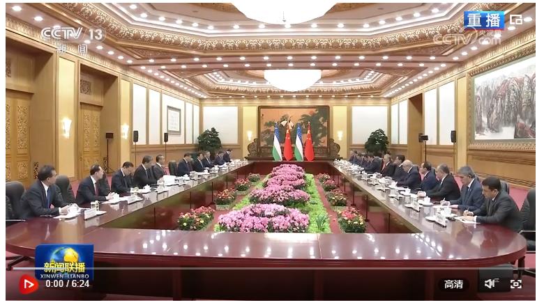 習(xí)近平同烏茲別克斯坦總統(tǒng)米爾濟(jì)約耶夫會談