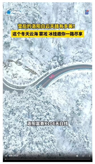 豫美河南|雪后的洛陽白云天路有多美！