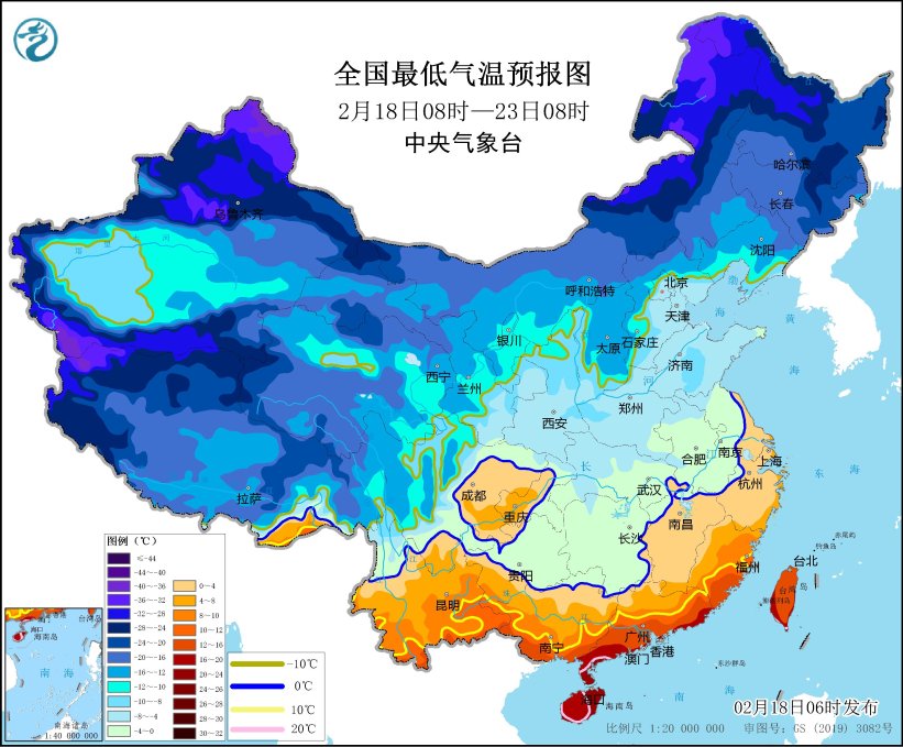 中央氣象臺(tái)發(fā)布寒潮橙色預(yù)警，平均氣溫普遍下降8～12℃