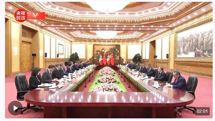 獨(dú)家視頻丨習(xí)近平同秘魯總統(tǒng)會談：兩國應(yīng)該運(yùn)用文明智慧 為人類和平和發(fā)展事業(yè)作出新貢獻(xiàn)