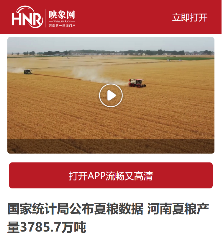  國家統(tǒng)計(jì)局公布夏糧數(shù)據(jù) 河南夏糧產(chǎn)量3785.7萬噸