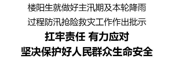 樓陽(yáng)生就做好主汛期及本輪降雨過(guò)程防汛搶險(xiǎn)救災(zāi)工作作出批示