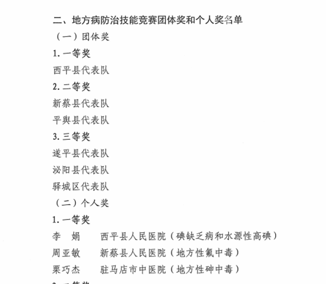 駐馬店市中醫(yī)院在全市地方病及消毒技能競賽中喜獲佳績