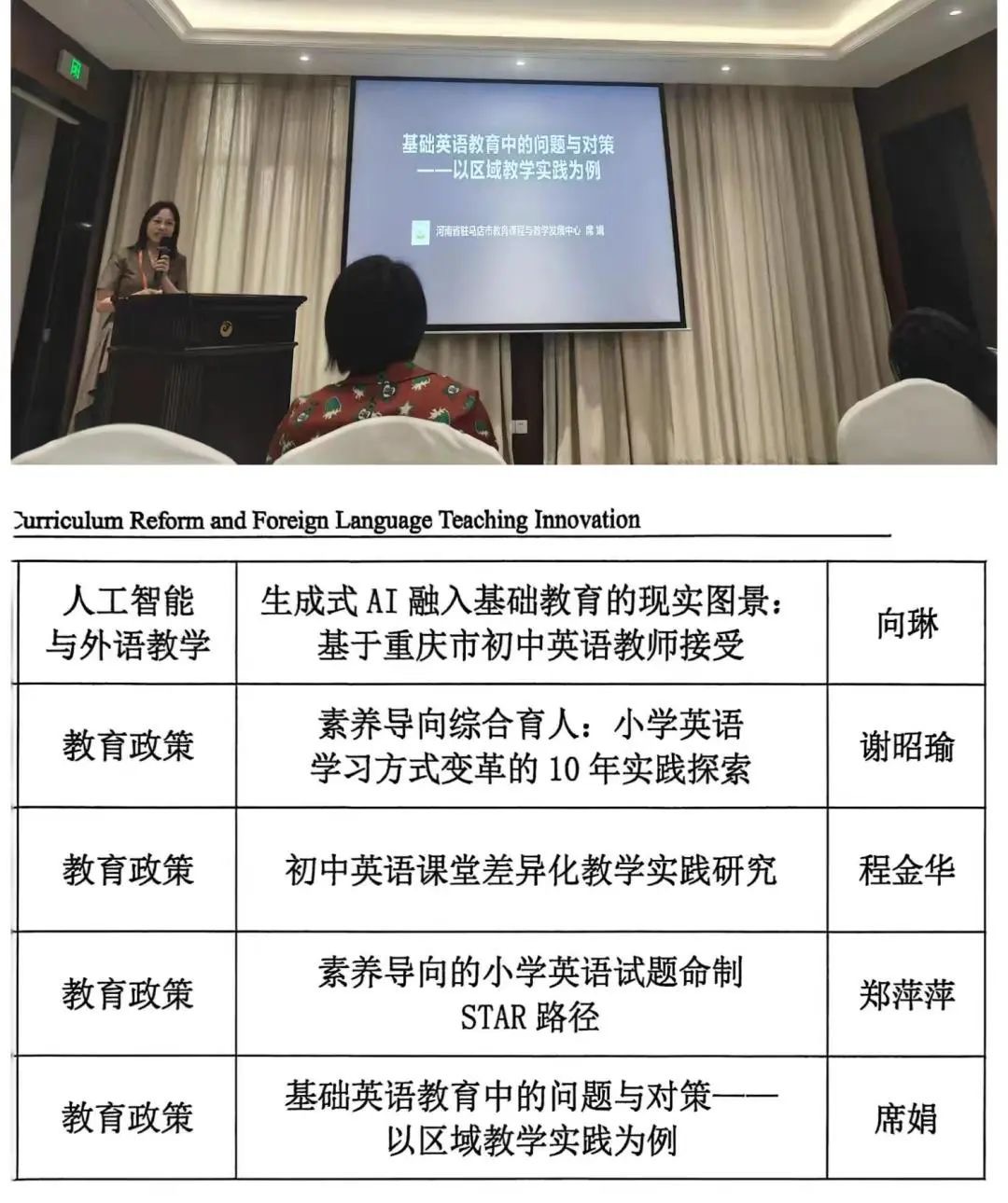  駐馬店市教育課程與教學(xué)發(fā)展中心席娟老師受邀在中國教育學(xué)會(huì)外語教學(xué)專業(yè)委員會(huì)學(xué)術(shù)年會(huì)上做專題發(fā)言