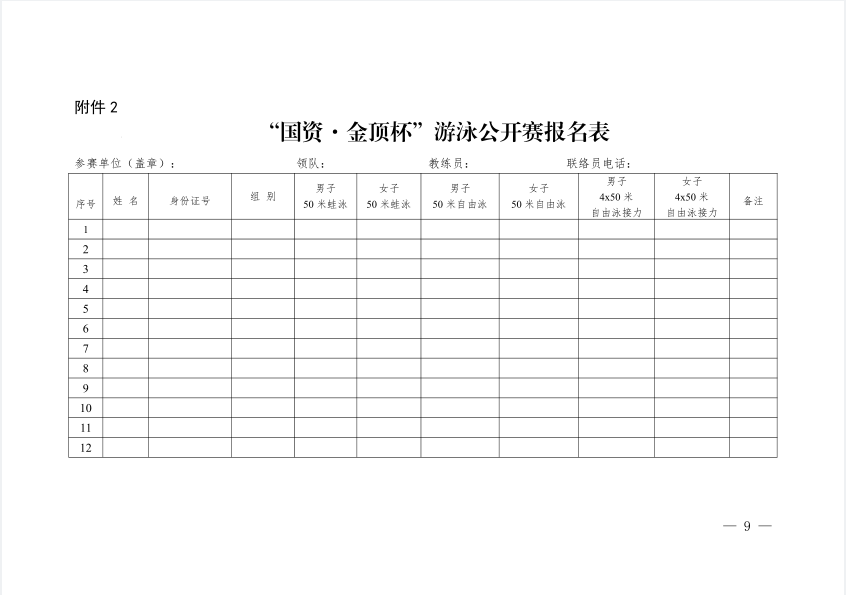  關于舉辦駐馬店市“國資·金頂杯”游泳公開賽的通知