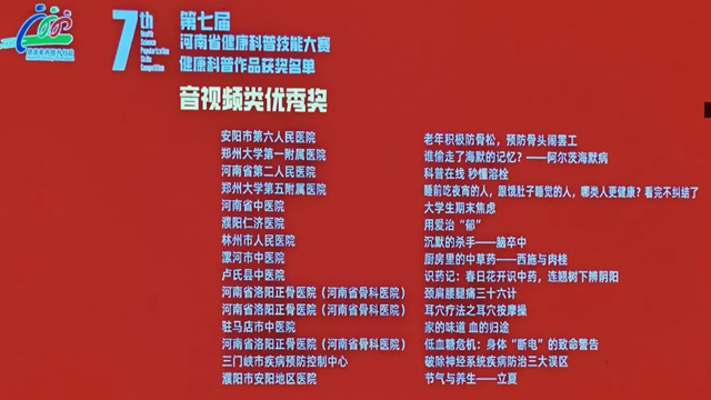 駐馬店市中醫(yī)院在“第七屆河南省健康科普技能大賽總決賽”榮獲佳績