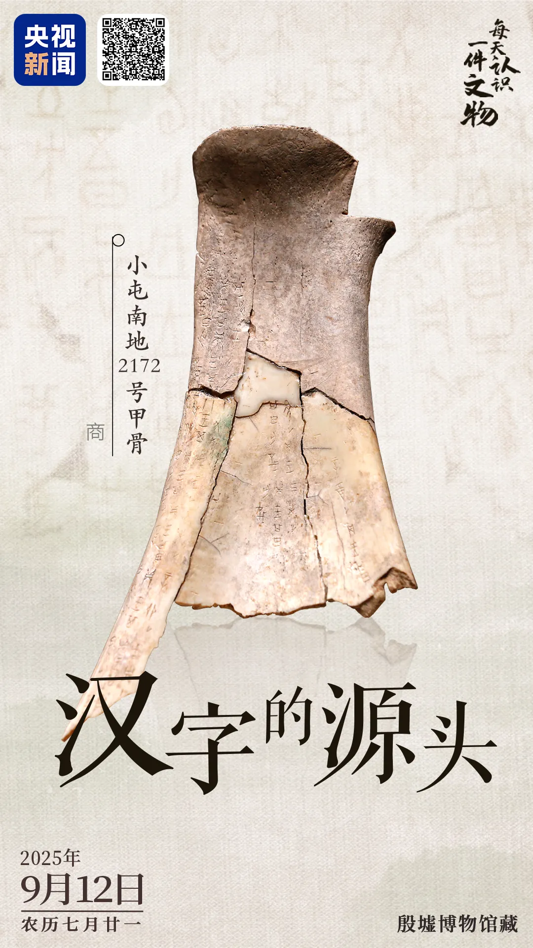 文博日歷丨透過這片“明星甲骨”，一起尋找漢字的源頭！