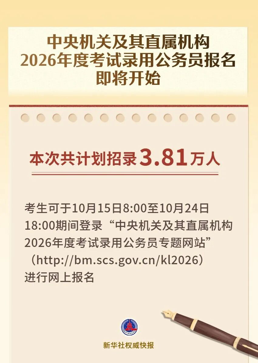 “國(guó)考”明起報(bào)名！計(jì)劃招錄3.81萬(wàn)人