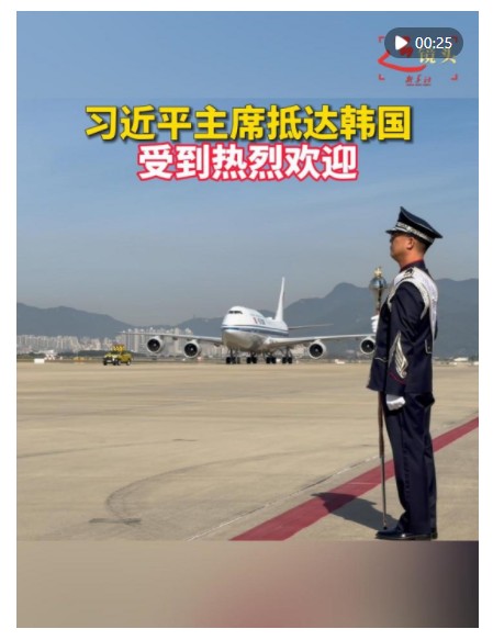 近鏡頭｜習(xí)近平抵達(dá)韓國(guó)受到熱烈歡迎