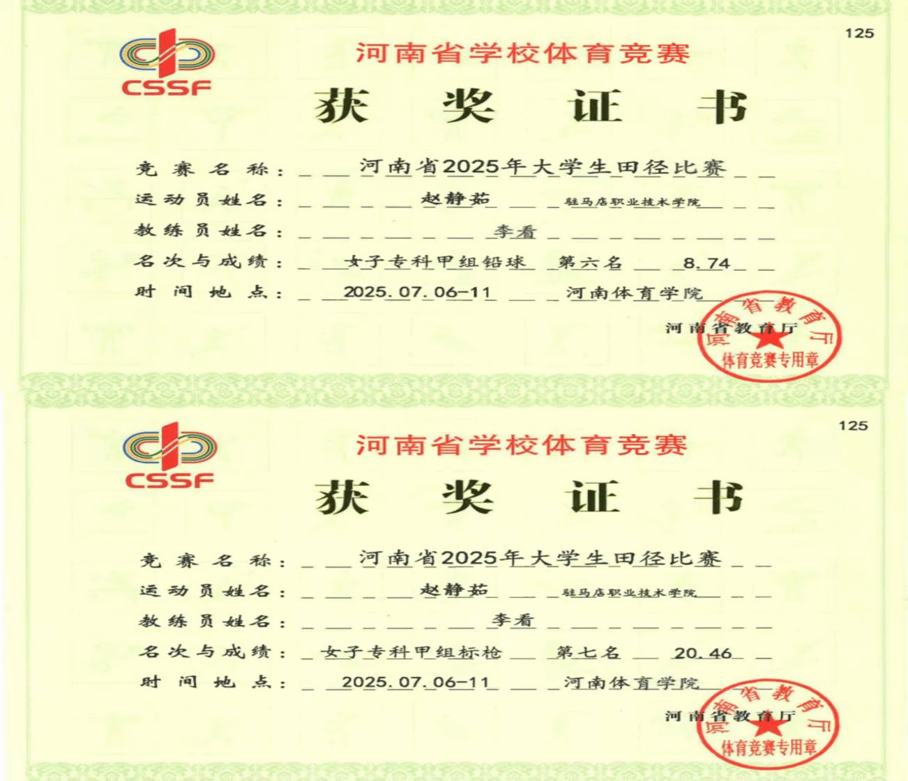  喜報(bào)！駐馬店職業(yè)技術(shù)學(xué)院在2025年河南省多項(xiàng)體育賽事中再創(chuàng)佳績